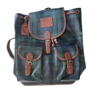 Disney Green and Brown Plaid Backpack